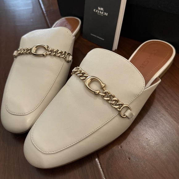 White Women Coach Slip Ons - Picture 1 of 4